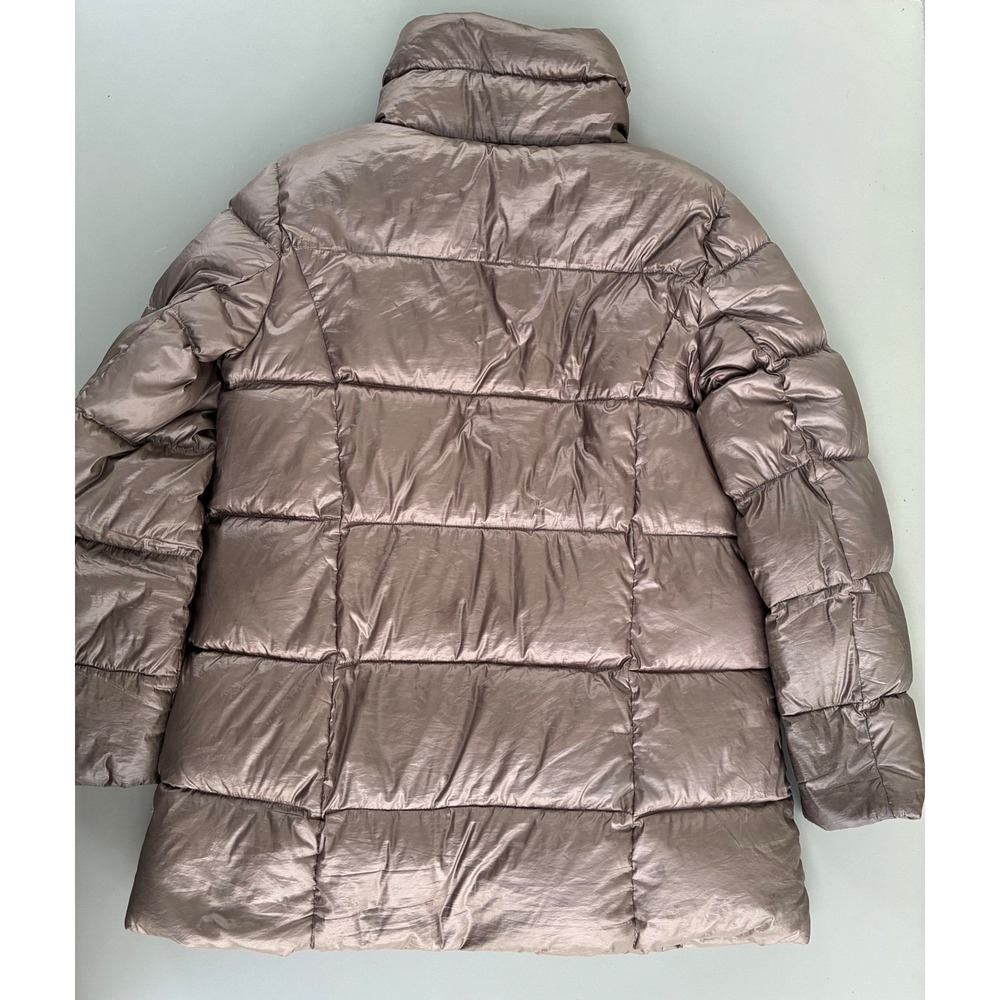 Lands End Womens Metallic Brown Puffer Jacket Down Quilted Coat Size M 10-12 - Picture 2 of 7